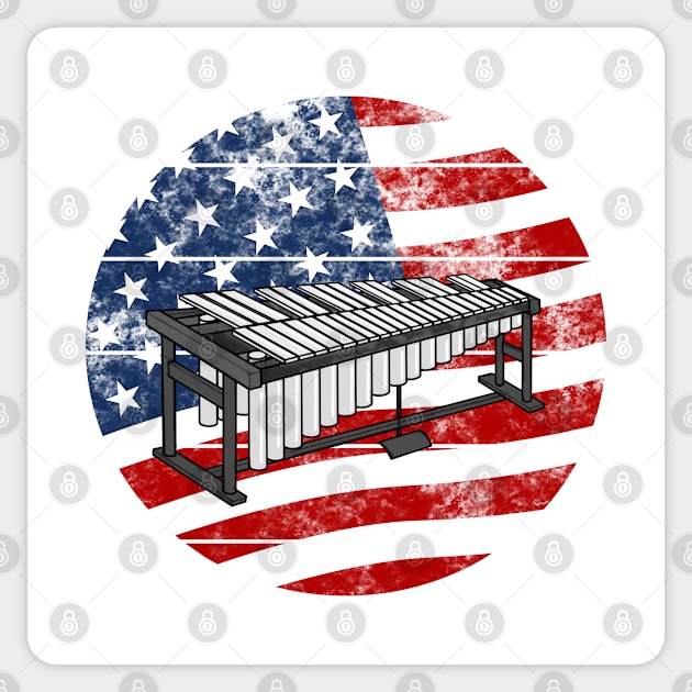 Vibraphone USA Flag Vibraphonist Percussionist Musician 4th July Sticker by doodlerob